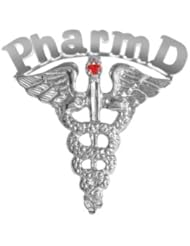 NursingPin - Pharm D Graduation Pin with Ruby for Doctor of Phamacy in Silver