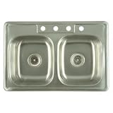 Elements of Design E33228DBN CAREFREE Stainless Steel Self-rimming Double Bowl Kitchen Sink, 4 Holes