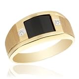 Men's Onyx and Diamond Ring
