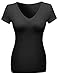 MBE Women's Basic Solid Vneck Various Color Short Sleeve