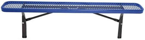 6' Steel Bench, In-Ground Mount, Blue