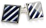 Distinctive Mother of Pearl, Onyx, & Lapis Striped Cufflinks with Gift Box