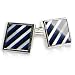 Distinctive Mother of Pearl, Onyx, & Lapis Striped Cufflinks with Gift Box