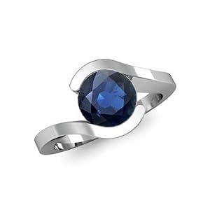 Round Sapphire Twist Ring in Platinum