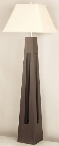 Lite Source LS-81576 Floor Lamp Black Wood Body with Light Beige Fabric Shade