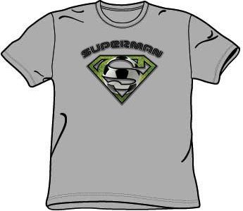 Superman SOCCER SHIELD Heather Gray Adult T shirt Tee Shirt