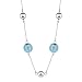 Serene Blue: Sterling Silver Murano Glass Station Style fully-drilled Bead Necklace with Silver Beads