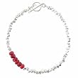 Red Ruby Gemstone and Sterling Silver Rock Bead Toggle Bracelet, 7 3/8" long, #8075