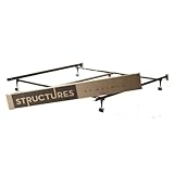 STRUCTURES by Malouf Heavy Duty 6-Leg LINENSPA Adjustable Metal Bed Frame with Double Center Support and Rug Rollers - UNIVERSAL (Cal King King Queen Full XL Full Twin XL Twin)
