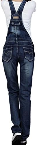 Casual Women Vintage Washed Straps Jean Jumpsuits Large