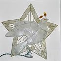 Kurt S. Adler 10-Light 10" Capiz Five Point Star Christmas Tree Topper with Frosted Dove Centerpiece in Brass Finish