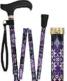 Pretty Purple Folding Adjustable Walking Cane with Engraved Collar
