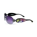 Ed Hardy Three Old School Roses Swarovski Crystals Sunglasses EHS014 - Black