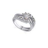 Tarnish Free Rodium Plated Sterling Silver Band Cubic Zirconia Floral Ring