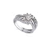 Tarnish Free Rodium Plated Sterling Silver Band Cubic Zirconia Floral Ring
