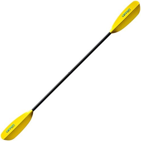 Cannon Paddles Nokomis FX Touring Kayak Paddle with Yellow Fiberglass Reinforced Polymer Blades (2-Piece), Black/Yellow, 220cm