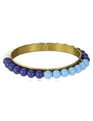 Chamak by priya kakkar Blue and White 8MM Swarovski Crystal Pearl Bangle Bracelet