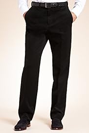 Cotton Rich Flat Front Corduroy Straight Leg Trousers