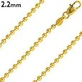 14K Gold Plated Silver 30" Bead Ball Chain 2.2mm