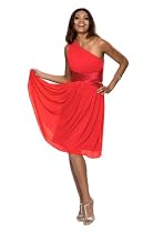 Astrapahl, S&uuml;sses Abendkleid Cocktailkleid im Toga Stil, mit einem Tr&auml;ger, Farbe koralle