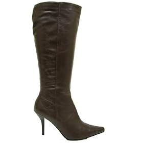Womens Brown Pointy Stiletto Knee High Boots