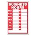 Static Cling Business Hours Sign (QTY:1)