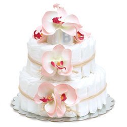 Small Pink Orchids Diaper Cakes