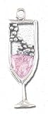 Solid Sterling Silver Pink Champagne Charm