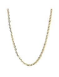 14k Italian Yellow Gold 2.00mm Oval Rolo Link Chain Necklace, 16"
