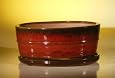 Bonsai Boy`s Ceramic Bonsai Pot With Attached Humidity/Drip tray - Oval<br>10.75" x 8.5" x 4.125"