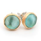 Glass Circle Stud Earrings by Michael Vincent Michaud (Teal)
