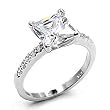 Women's Rosette Clear Color Cubic Zirconia, Rhodium Ring, Size: 5-10