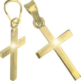 Jewelco London 9ct Solid gold hand finished medium weight Cross Pendant ( 4.2g )