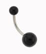 Black UV Belly Ring - 14 Gauge - 5mm & 8mm Balls - Sold Individually