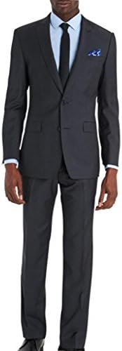 AMORSTORE Men's Slim Fit Charcoal Twill Suits Grey
