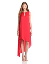 Hot Sale BCBGMAXAZRIA Women's Willow Asymmetrical Hem Tank Dress, Lipstick Red, Medium