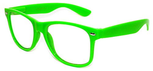 Stylish Fashion Vintage Wayfarer Nerd Sunglasses Retro 80's Green Frame with Clear Lens OWL Â®.