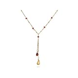Satya Jewelry Gold Vermeil Garnet Lariat Neckl