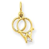 14k Wedding Rings CZ Charm - Measures 15.8x8.6mm