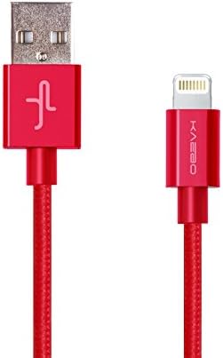 Juno Power KAEBO (RED) - Lightning Cable (Apple Certified) - 1 Meter (3.3 FT) Braided iPhone Lighting 8 Pin Cable with Aluminum Connectors for iPhone 6 Plus, 6, 5S, 5C, 5; iPad Air, iPad Mini and More; Apple Lightning Cable, Lightning Charger, Lightning Cable MFI Certified