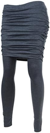 J Style Women Stretch Shirring Legging Skirt Pants_Charcoal_M