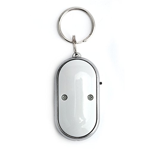 LED Key Finder Locator Find Lost Keys Chain Whistle Sound Control (White)
