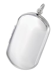 Sterling Silver Plain High Polish Dog Tag Locket Pendant