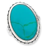 Sterling Silver Antiqued Oval Turquoise Ring - Size 9