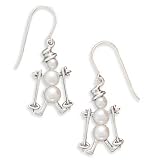 Cultured Freshwater Pearl Skiing Snowman Earrings