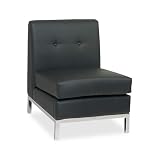 Avenue Six Wall Street Armless Chair in Black Faux Leather