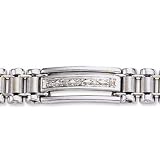 14k W Gold Classic Trendy 9.00mm Mens Diamond Bracelet