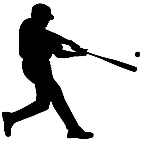 Baseball Wall Decal Sticker 21 - Sports Silhouette Decoration Mural - 12 in. Black