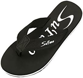 Sufano Men's Soft 3 layer Sandals Flip Flop with Comfort Cotton Strap (10 US / 44, Black)