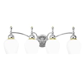 Moen 18012-16 Monticello Vanity, 4 Light, Opal White Glass with Brass and Chrome Finish